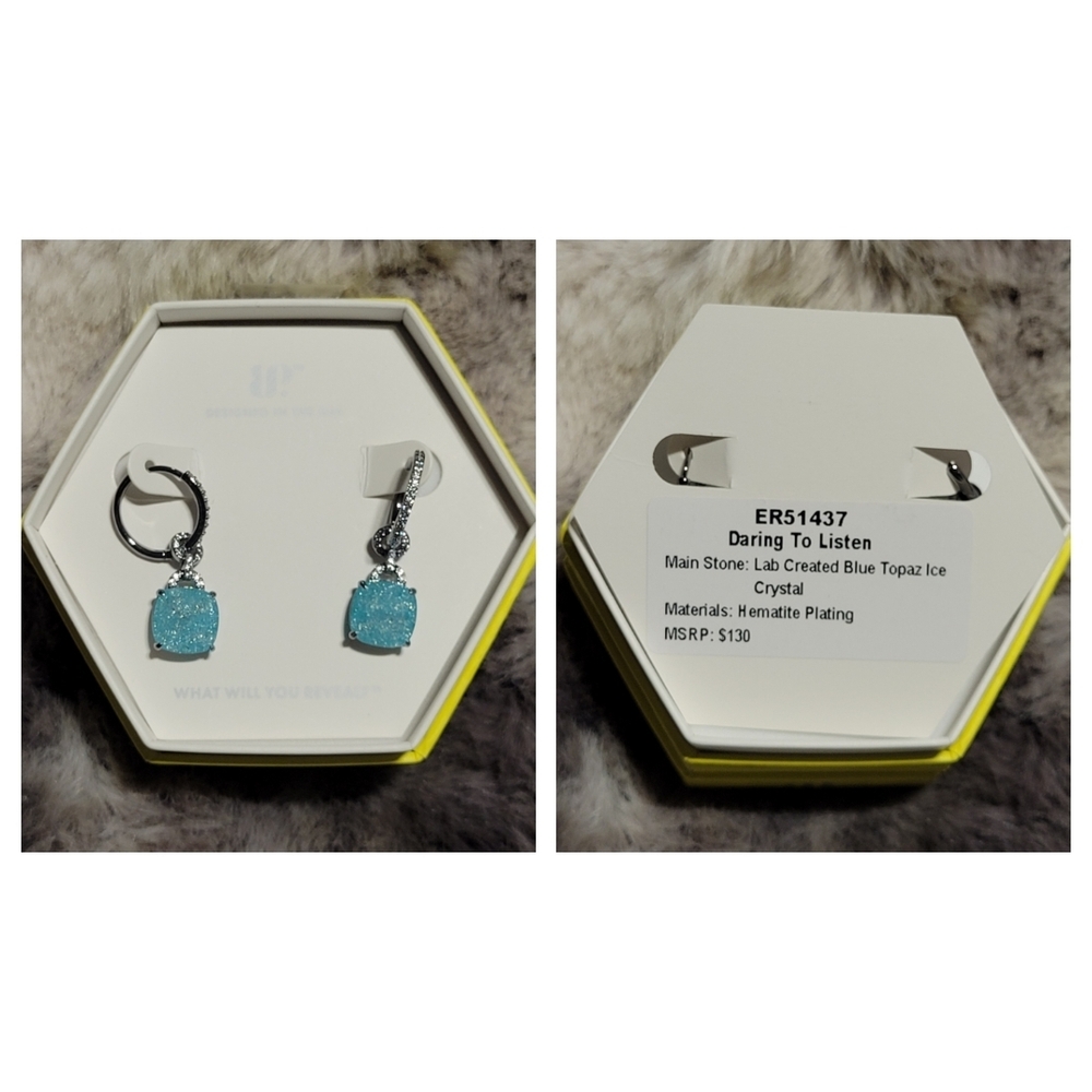 Daring To Listen Blue Topaz Earrings